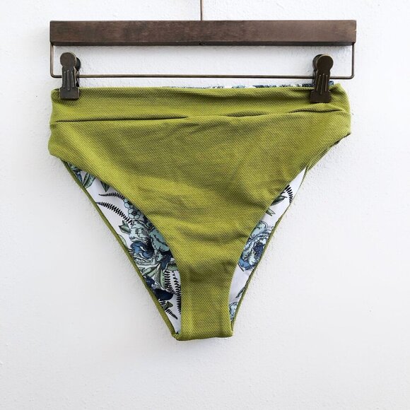 NWOT MAAJI High Rise Olive Green Reversible Bikini Bottom Large Size - Picture 3 of 13